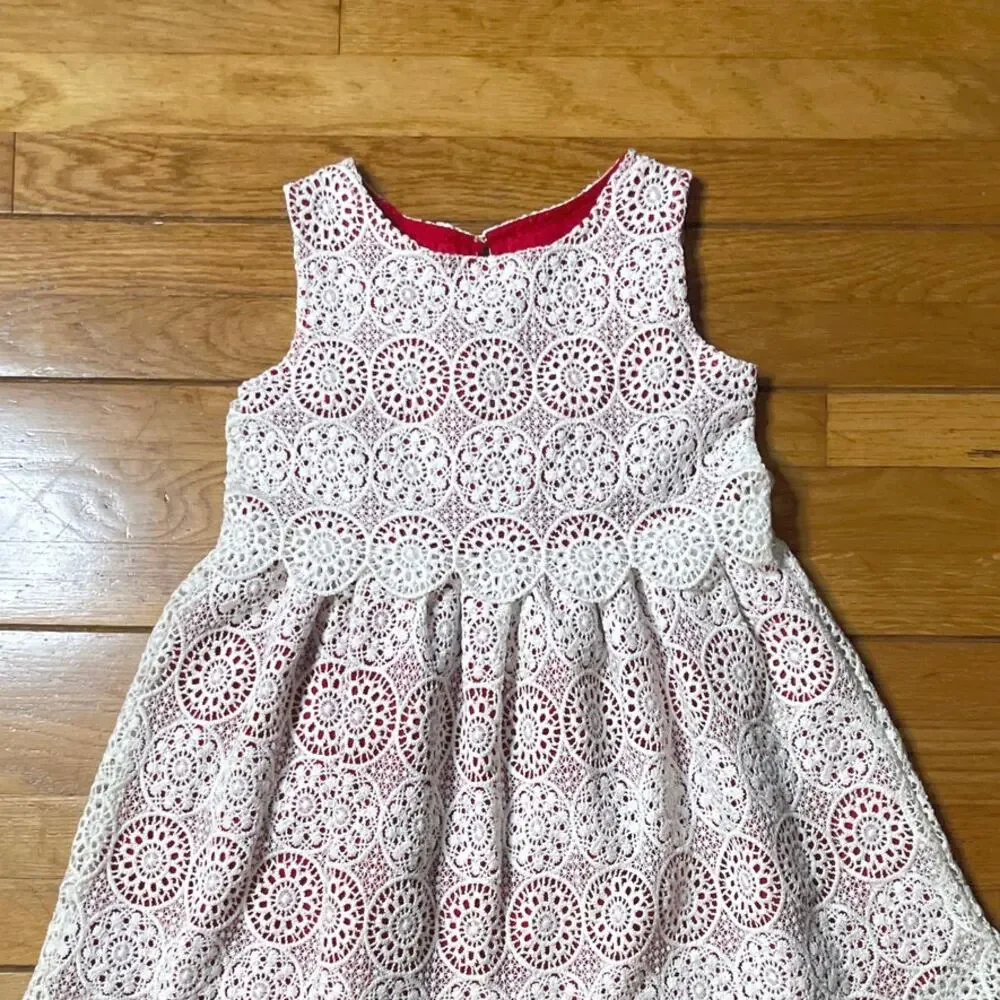 Genuine Kids by OshKosh Lace Eyelet Embroidered Christmas Holiday Dress - Sz 5T